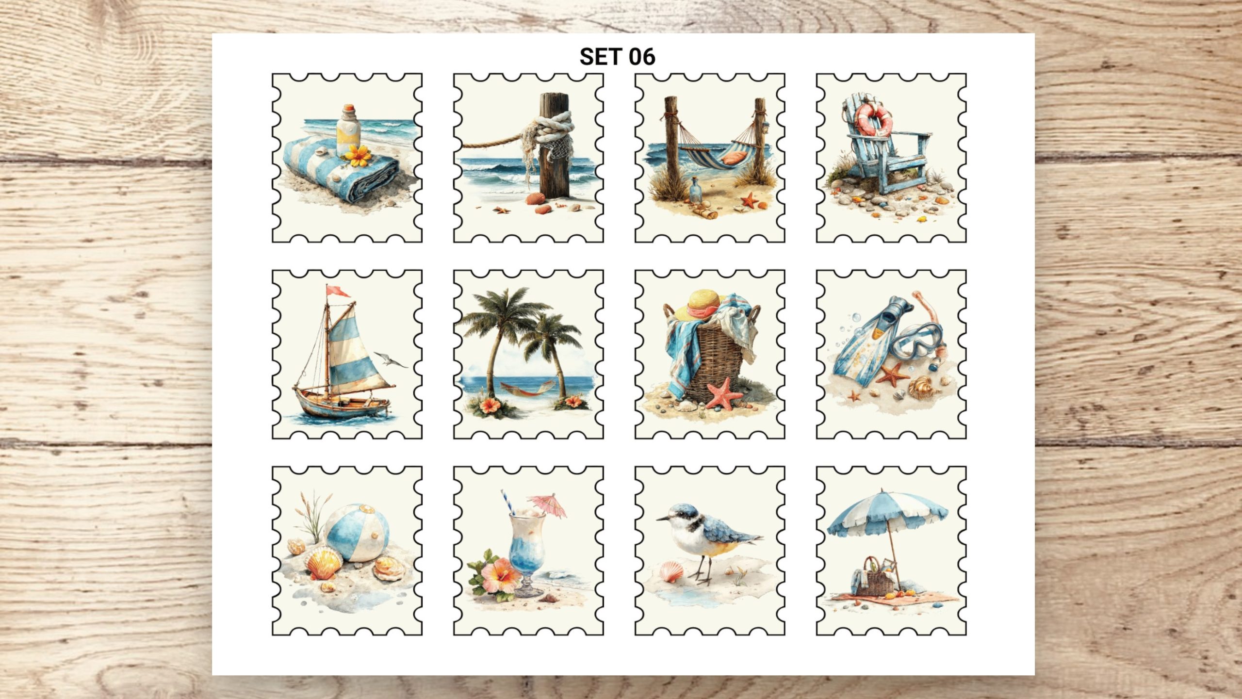 Stamp Stickers - Beach 02 - Image 3