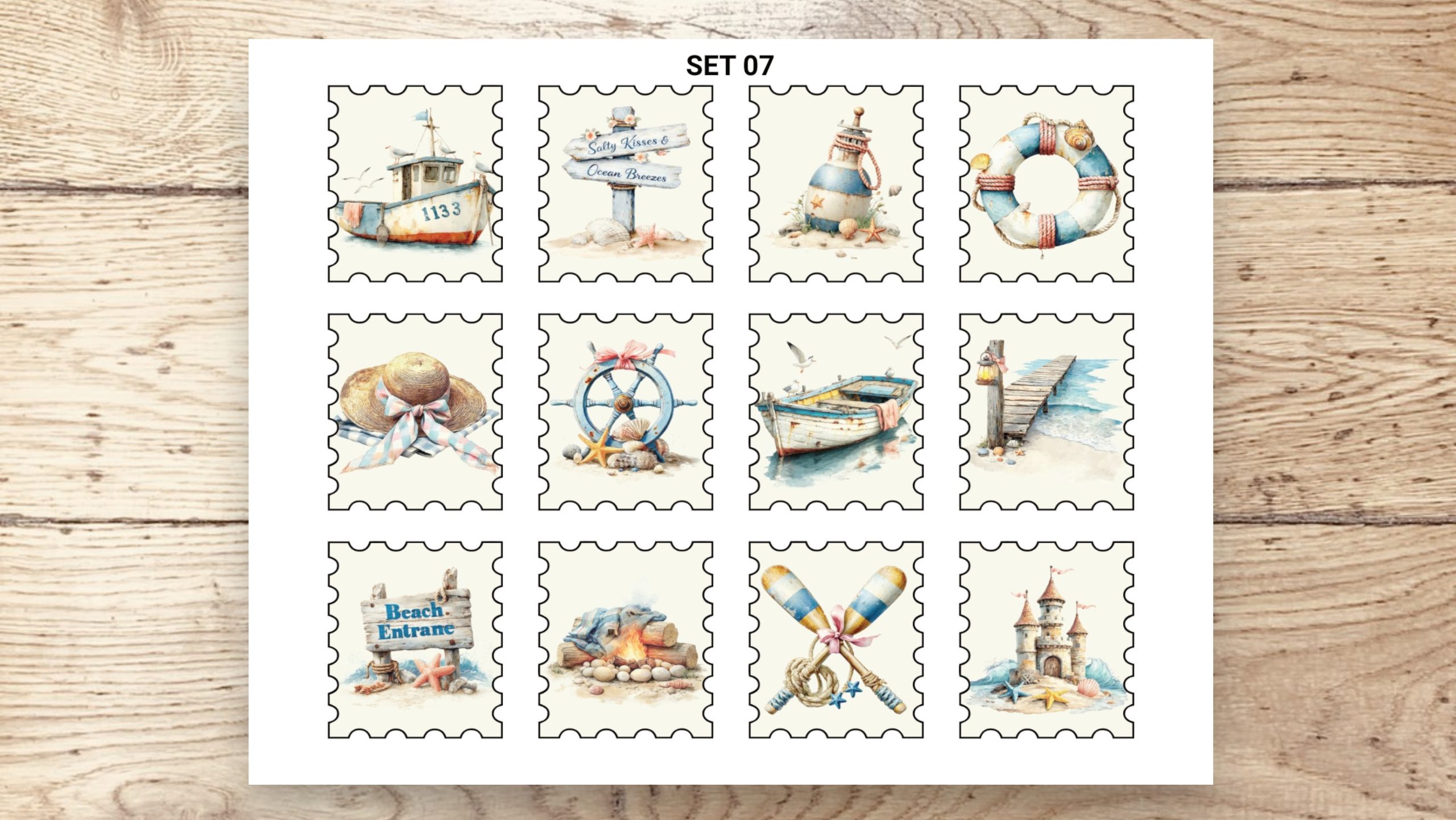 Stamp Stickers - Beach 02 - Image 4