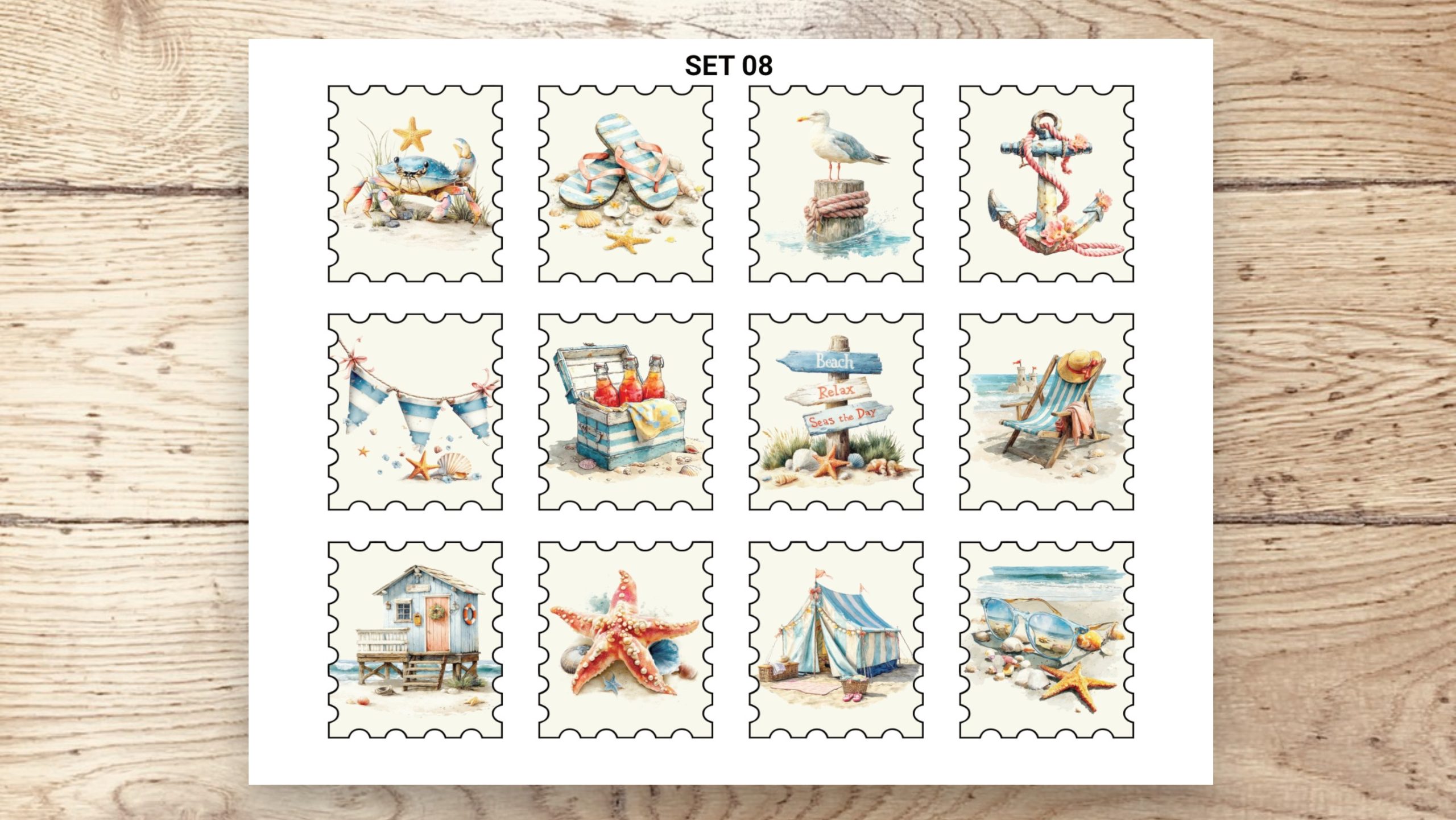 Stamp Stickers - Beach 02 - Image 5