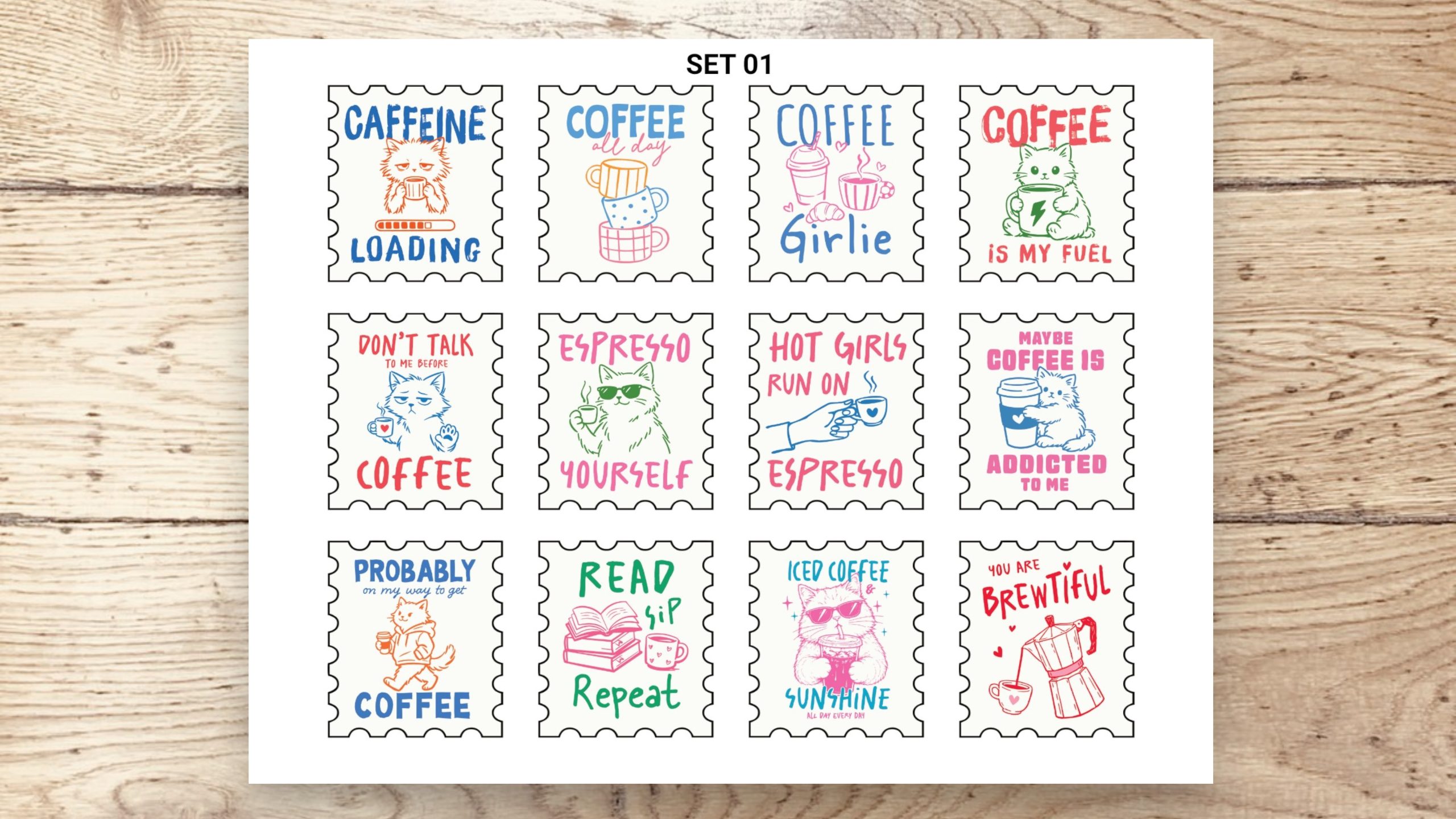 Stamp Stickers - Coffee 01 - Image 3