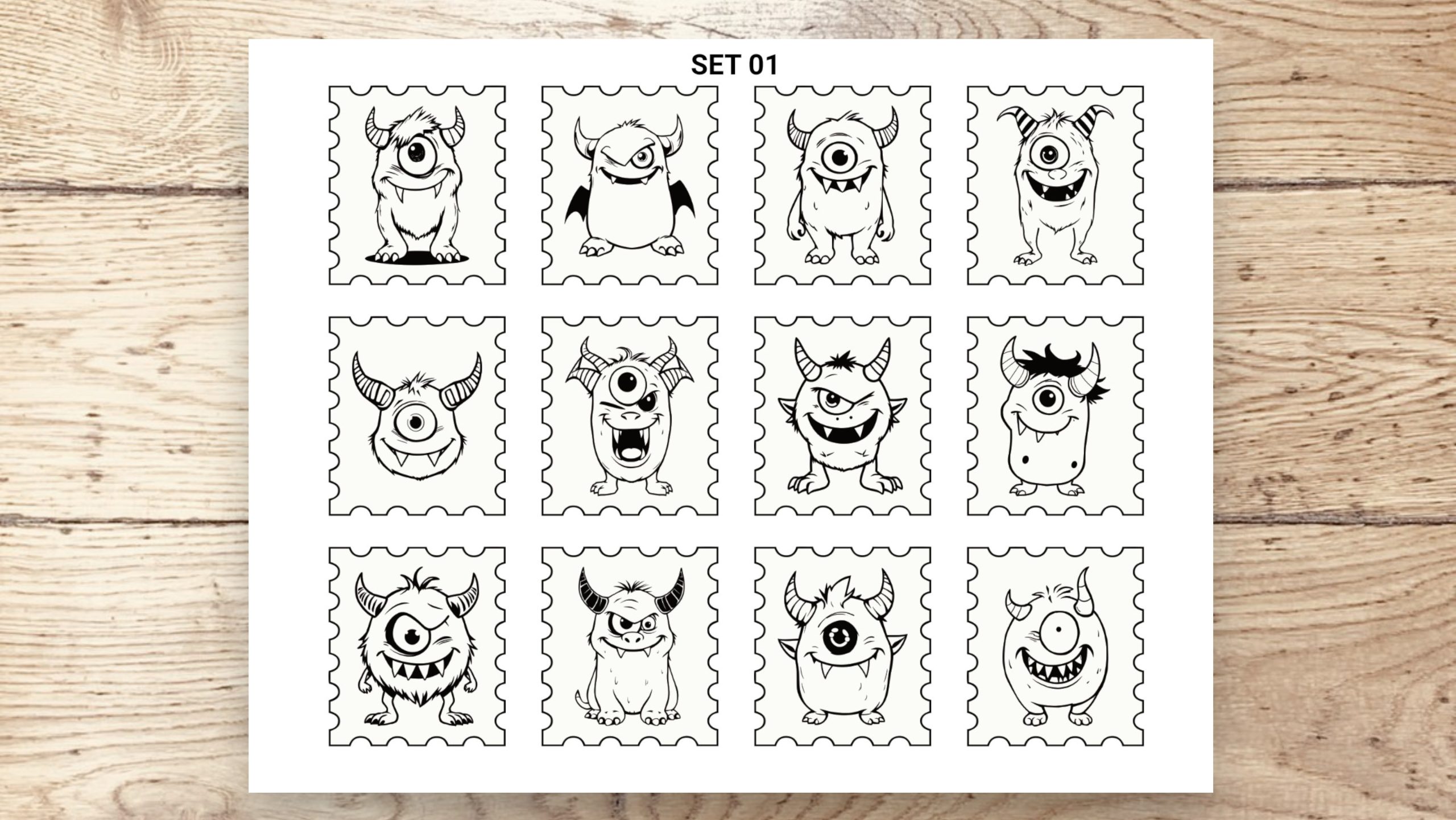 Stamp Stickers - Cute Monsters 01 - Image 3