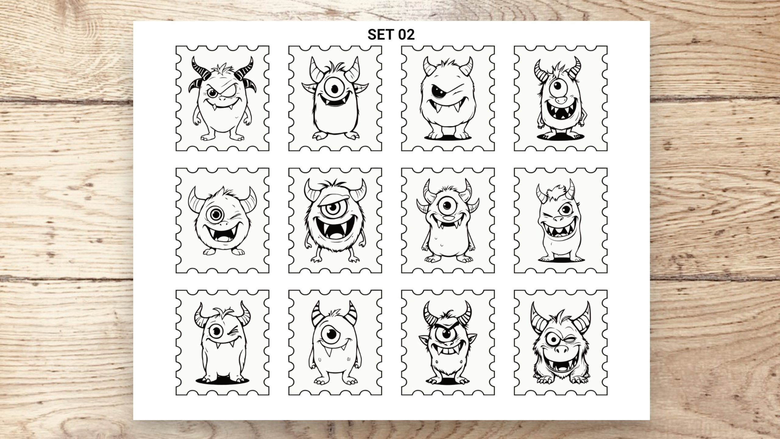 Stamp Stickers - Cute Monsters 01 - Image 4