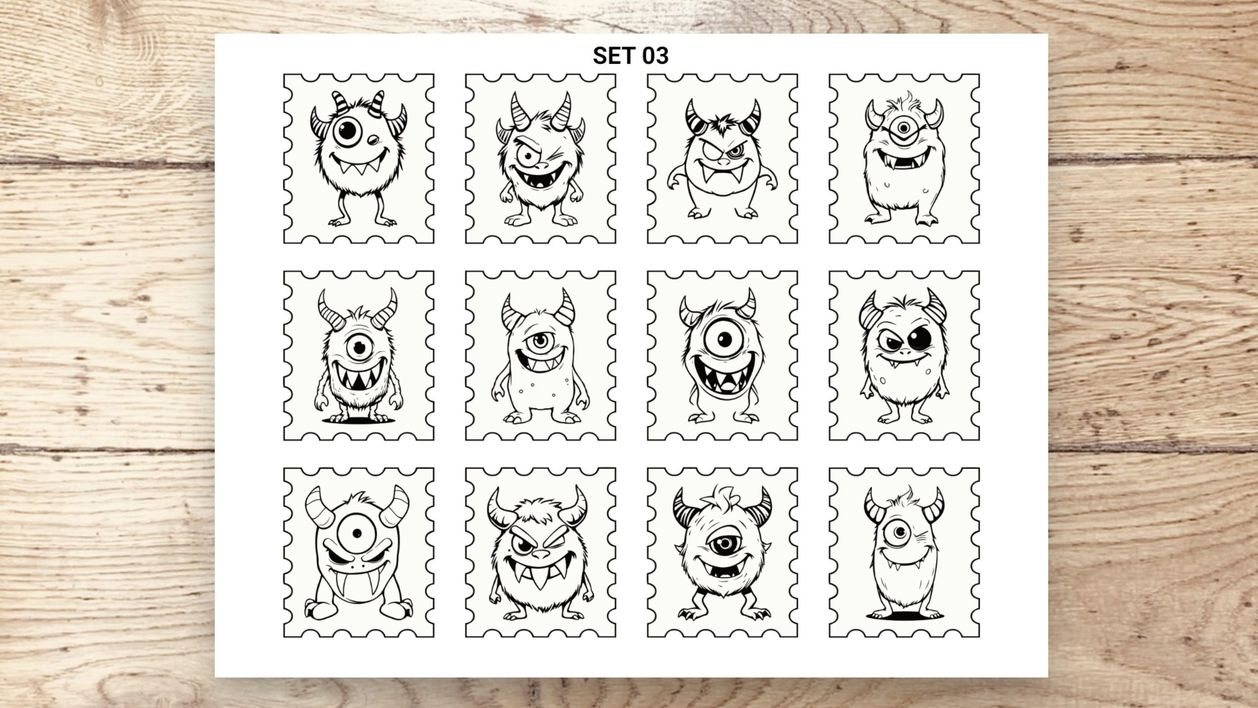 Stamp Stickers - Cute Monsters 01 - Image 5