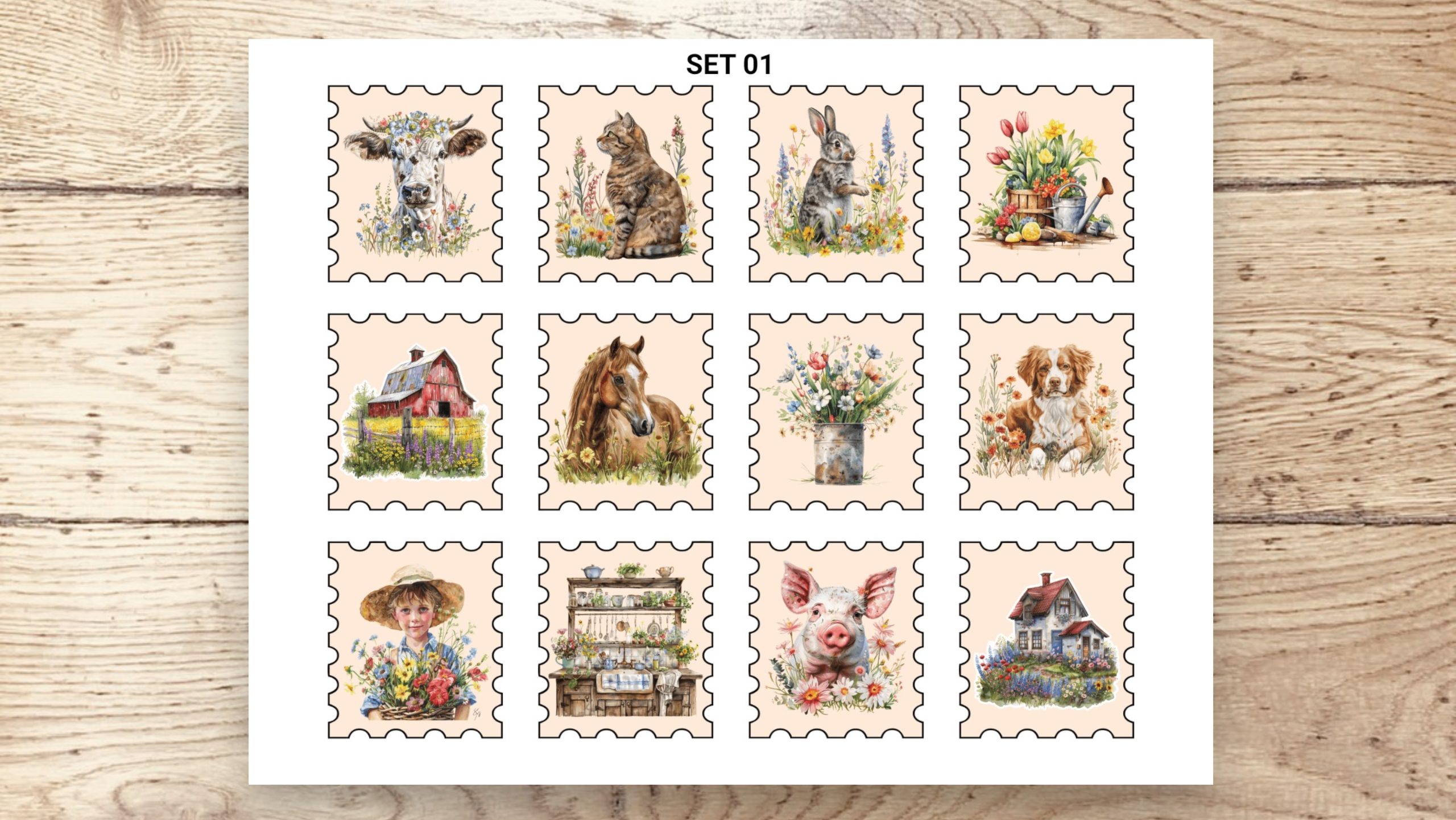 Stamp Stickers - Farm Life 01 - Image 3