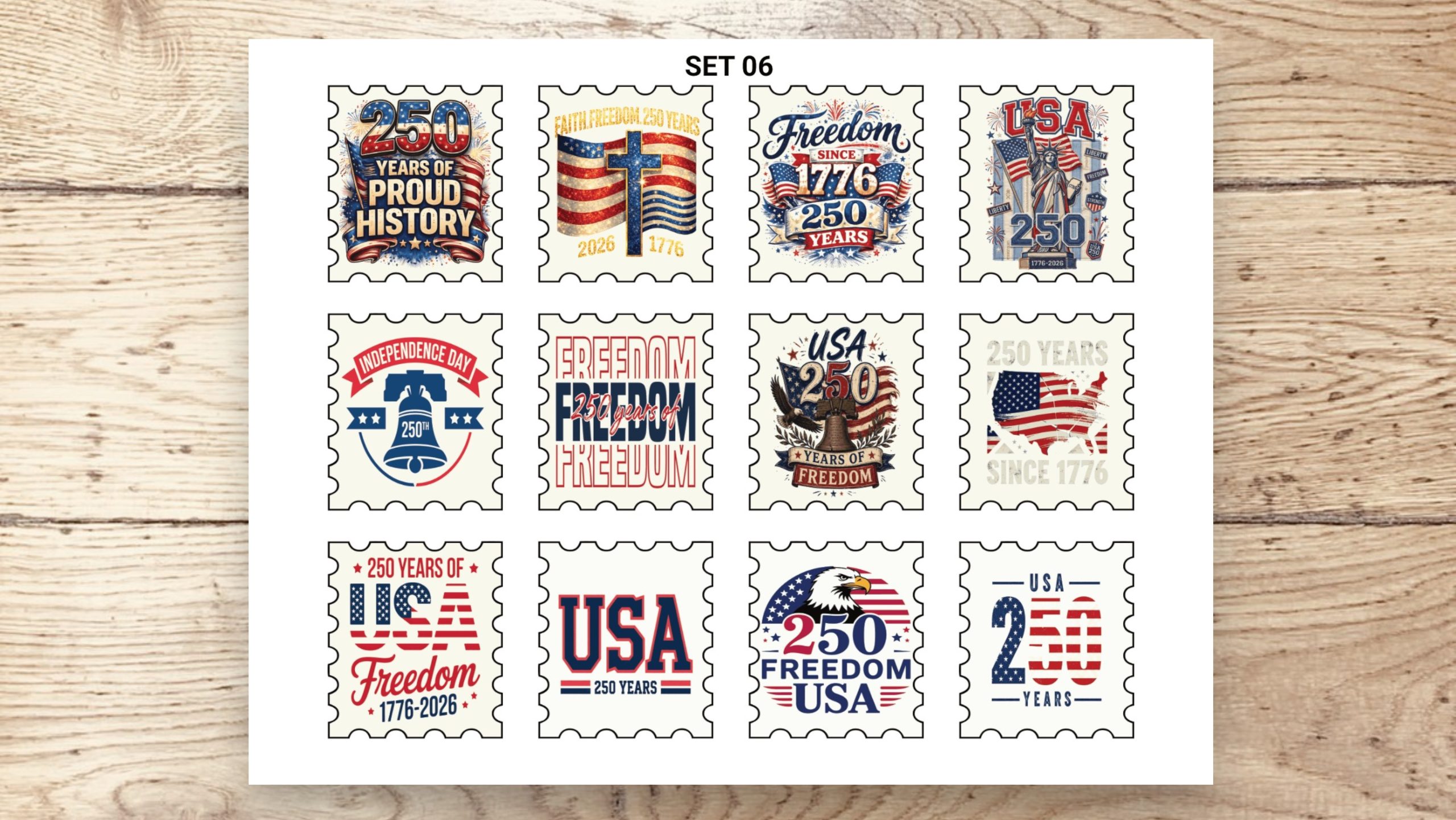 Stamp Stickers - Patriot 250th 02 - Image 3