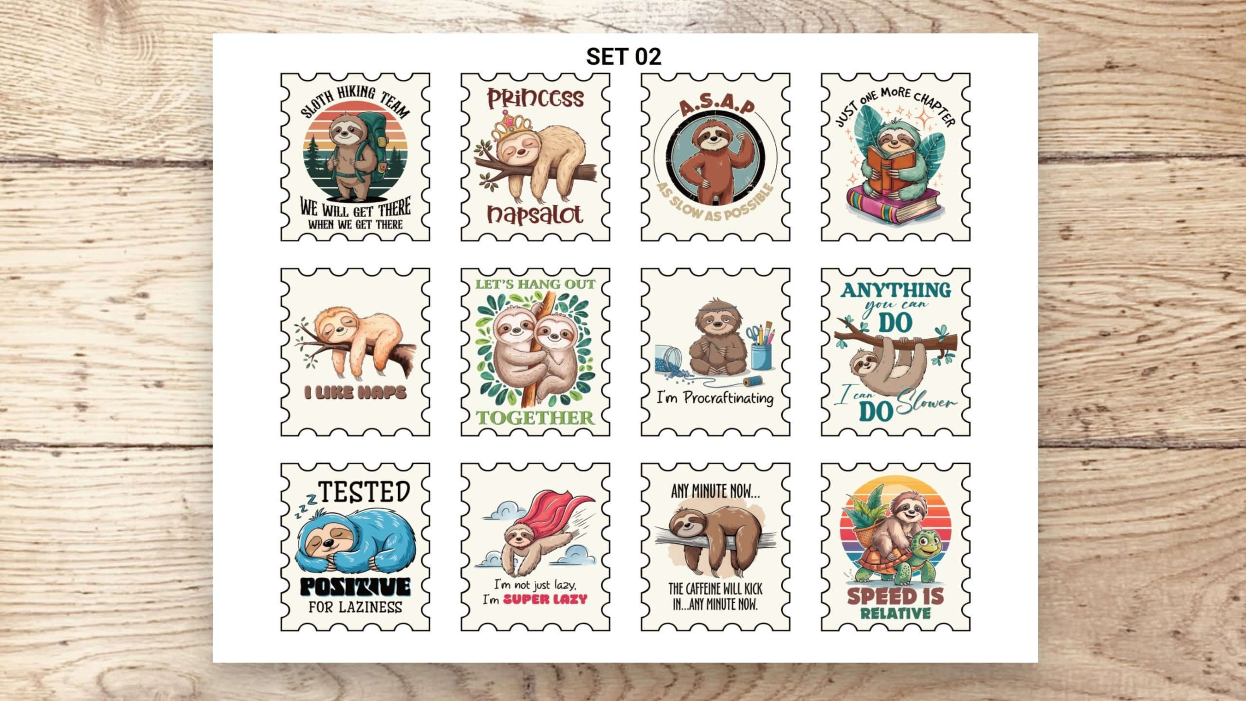 Stamp Stickers - Sloths 01 - Image 4