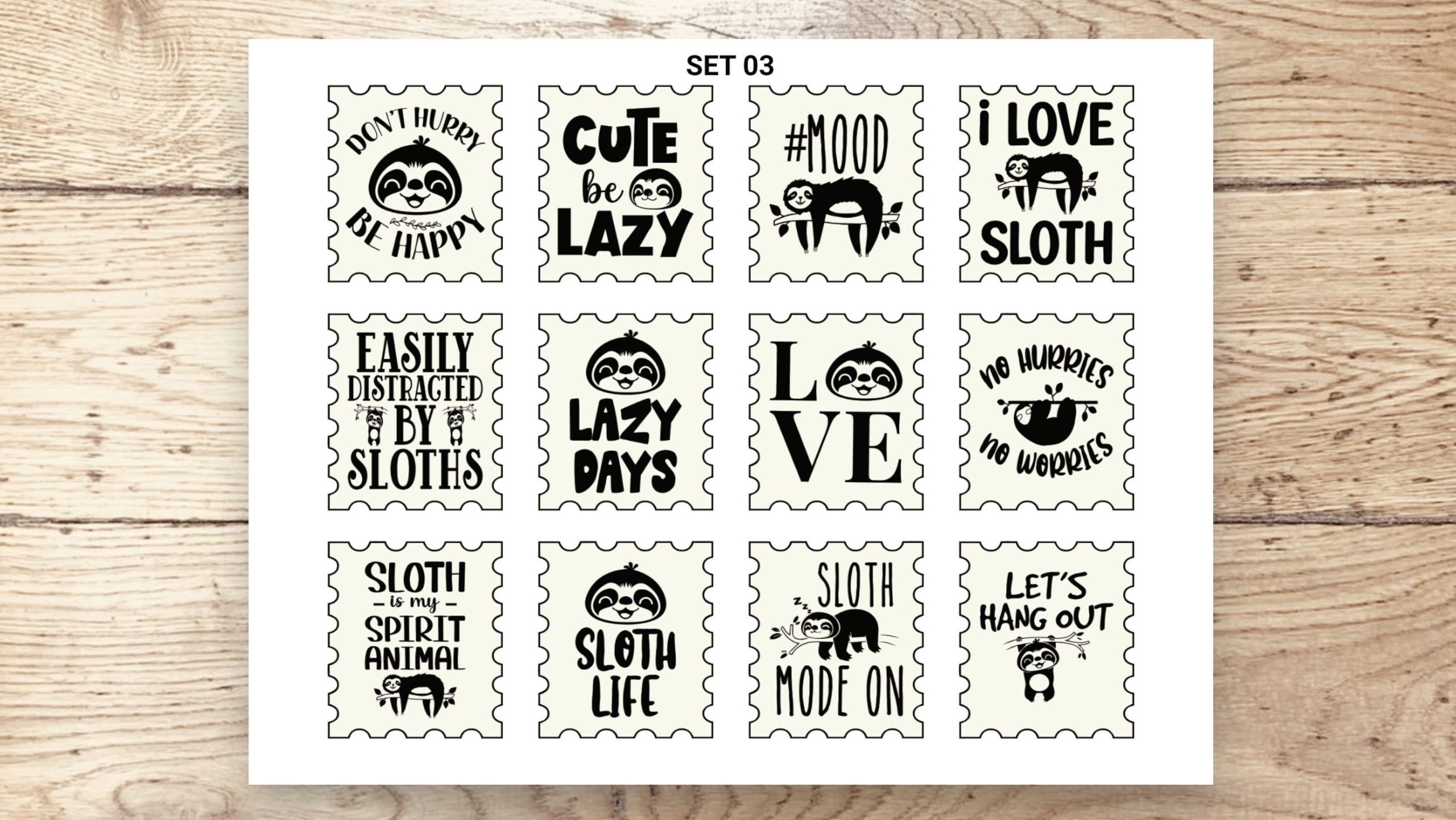 Stamp Stickers - Sloths 01 - Image 5