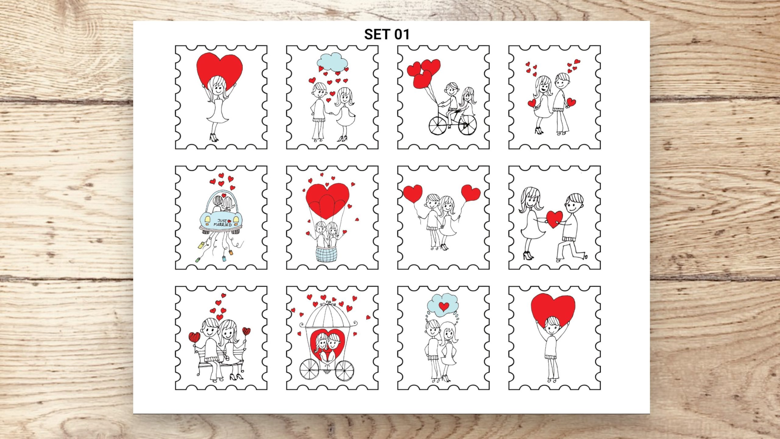Stamp Stickers - Love Stick Figures 01 - Image 3