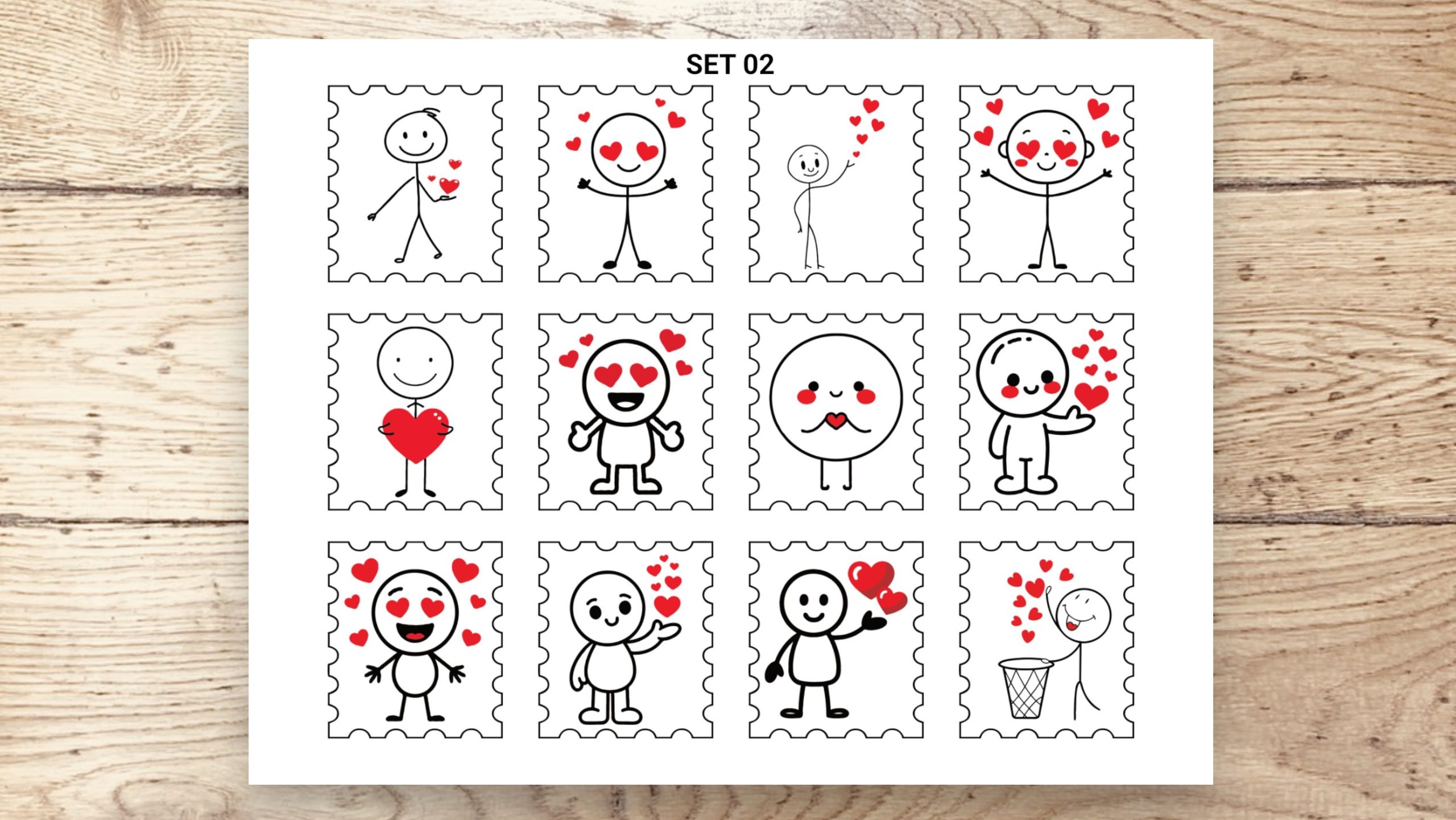 Stamp Stickers - Love Stick Figures 01 - Image 4