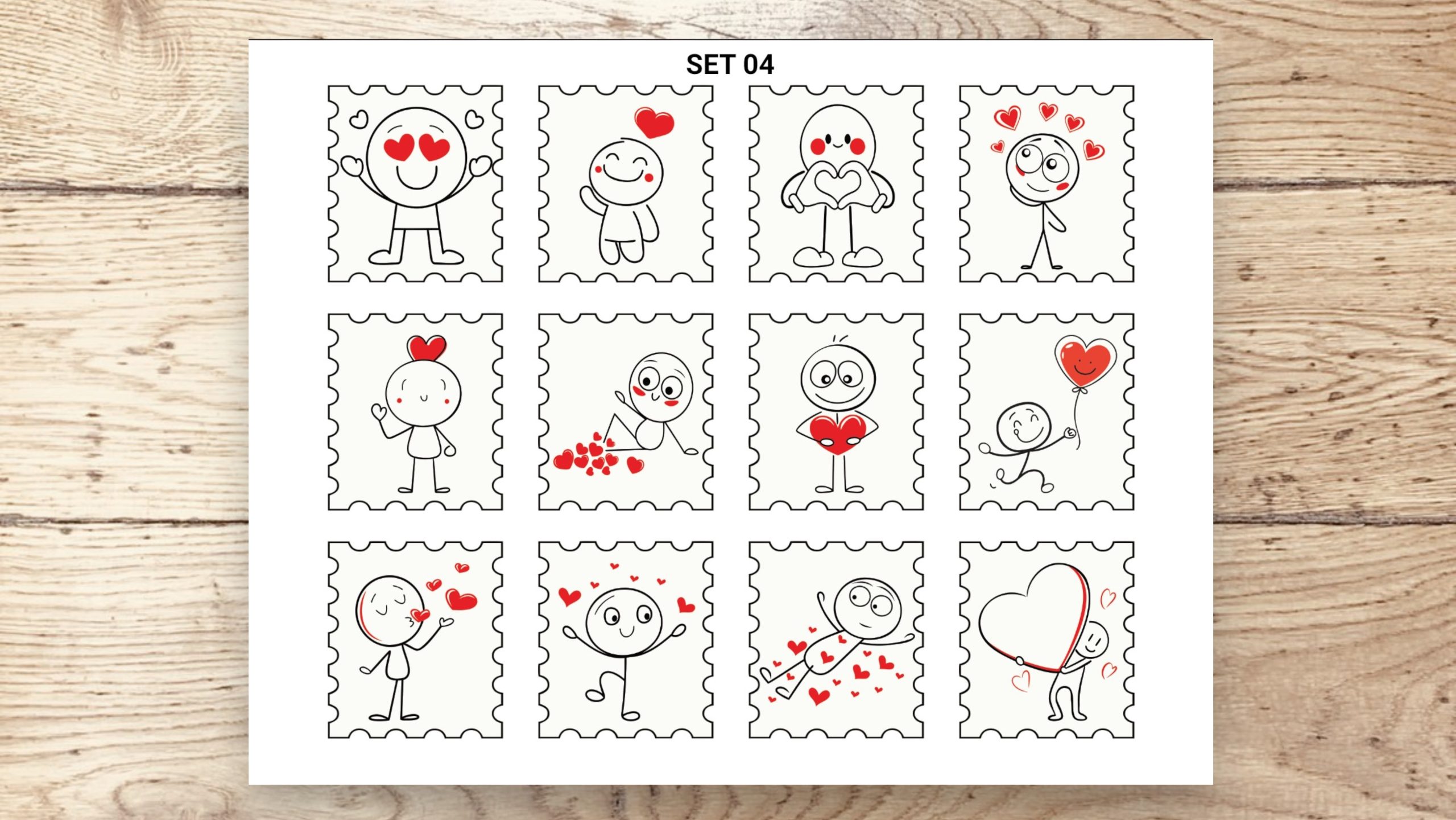 Stamp Stickers - Love Stick Figures 01 - Image 6